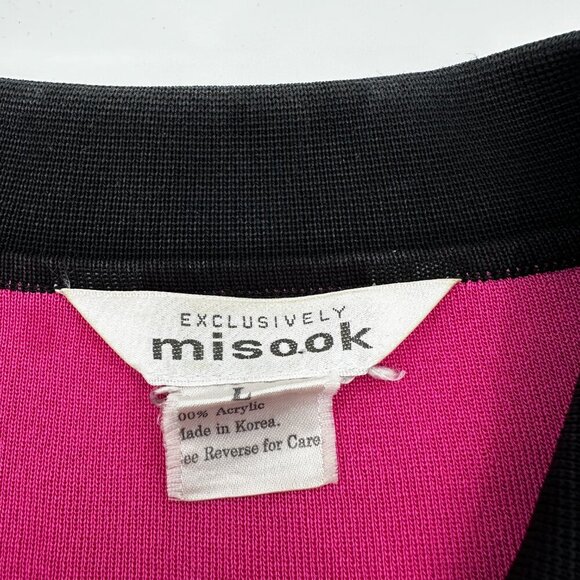 Exclusively Misook Pink Black Long Sleeve Cardigan Women's Large *read - Picture 2 of 8